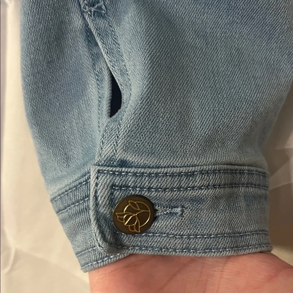 Draper James Light Blue Jean Jacket with Ruffle Details - Picture 5 of 7